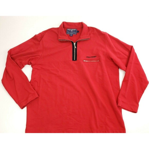 Ralph Lauren Polo Sport 1/4 Quarter Zip Fleece Pullover Red Men's Size L - Picture 1 of 6